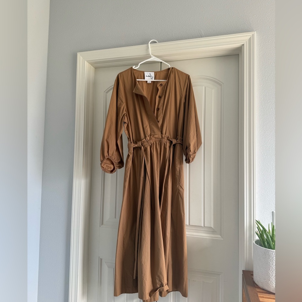 Sam Edelman Relaxed Brown Long Sleeve Midi Dress